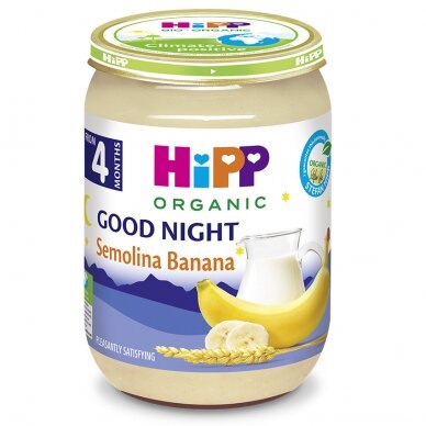 Ekologiška pieniška manų kruopų košelė su bananais 6 vnt.