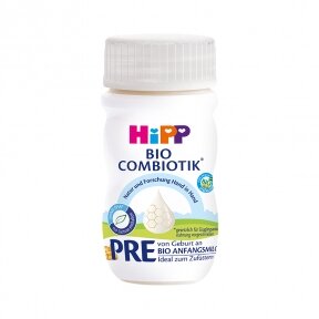 HiPP PRE BIO COMBIOTIK® ekologiškas pradinio maitinimo pieno mišinys kūdikiams nuo gimimo. Paruoštas vartoti. 6 vnt.