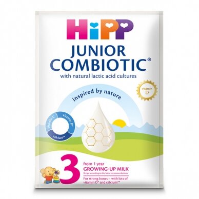 HIPP 3 JUNIOR COMBIOTIC® MIŠINYS PIENO GĖRIMUI VAIKAMS NUO 1-ERIŲ METŲ