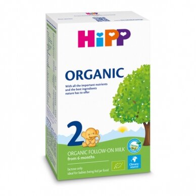 HiPP ORGANIC 2 ekologiškas tolesnio maitinimo kūdikių pieno mišinys 10 vnt.